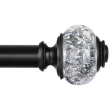 1 Inch Curtain Rods 72 to 144 Inches (6 to 12 ft) Telescoping Single Drapery Rod, USFOOK Black Curtain Rods for Windows 69 to 140 Inches, Decorative Translucent Finials