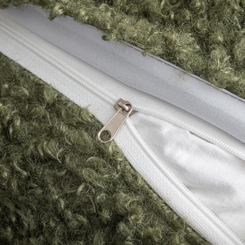 MIULEE Decorative Faux Fur Pillow Covers Sherpa 20x20 Olive Green