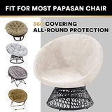 PrinceDeco Velvet Round Saucer Chair Cover (Slipcover Only) High Stretch Papasan Chair Cushion Cover Removable Furniture Protector for Living Room Washable,Fits 29-37 inch, Medium, Ivory
