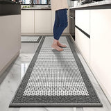 PADOOR Extra Large Kitchen Runner Rugs and Mats 2PCS, 2.5'x6'+20"x32",Grey