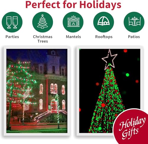 LAMPHOME Red and Green Christmas Lights, 66ft 200 LED String Lights,16 Modes Twinkle Fairy Light Plug in Waterproof for Indoor Outdoor,Christmas Tree Light for Holiday,Wedding Party,Xmas Decor