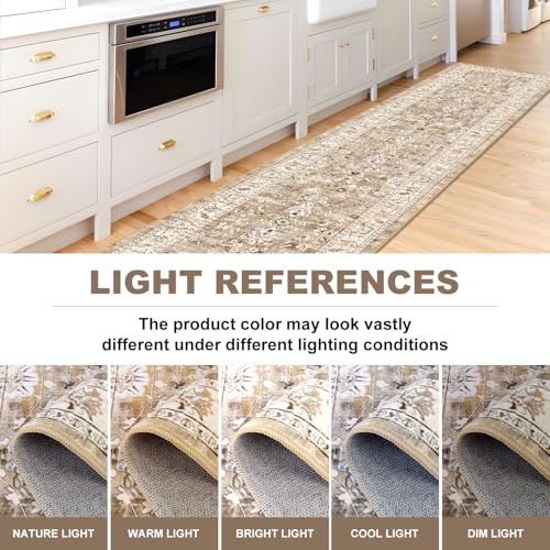 LOKHOM 2x5 Hallway Runnner Rugs, Boho Non-Slip Washable Kitchen Rugs, Beige