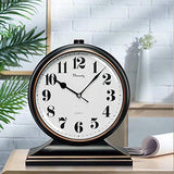 Desk Clock, Retro Desk Clock, 10 Inch Old Desk Clock, Silent and Non-Ticking, Antique Decorative Clock, Easy to Read in The Office/Bedroom (Black)