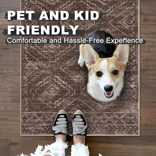 Washable Runner Rug 2x8 ft Runners for Hallway, Chocolate Brown