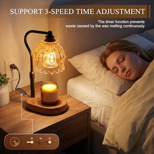 Candle Warmer Lamp with Timer and Wireless Remote Control, Dimmable Candle Warmer for Jar Candles, Height Adjustable Wax Melts Warmer, Mothers Day Birthday Gift for Women, House Warming New Home Decor