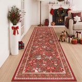 3x8 Christmas Runner Rug for Hallway,Washable Kitchen Rug,Red