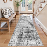 2x8ft Carpet Runner for Hallway: Washable Non Slip Kitchen Rug Black
