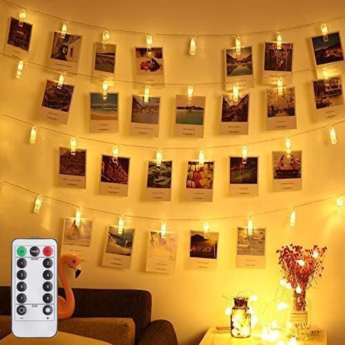20 LED Photo Clip Starry Lights with Remote LED Fairy Twinkle Lights Home Festival Decor Lights for Christmas Party Halloween Thanksgiving Wedding Valentine's Day