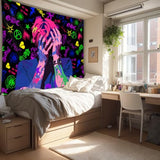 PSYHILAR Lil Peep Tapestry Blacklight, Rapper Black Light Poster for Bedroom, Hip Hop Star Music UV Flag (40 x 30 Inches)