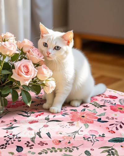 Macgace 2x3 Pink Floral Rug for Entryway, Flowers Printed Washable Small Rugs with Non Slip Backing for Girls Bedroom Kitchen, Cute Throw Carpet Front Door Entry Decor