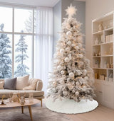 AOGU 36 Inch Christmas Tree Skirt Faux Fur with Cable Knit Knitted Thick Decoration for Merry Christmas Decorations