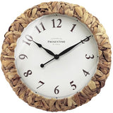 Presentime & Co. Farmhouse Series, Rustic Woven Clock, 14 inch, Natural Woven Water Hyacinth/Sea Grass. Wall Sculpture, Wall Art and Timepiece for Home Decoration/Decoration/Farmhouse Décor