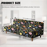 GLENLCWE Black Wildflowers Print Armless Futon Cover Stretch Elastic Bottom Non-Armrest Couch Slipcover Durable Furniture Protector Colorfiul Floral Style for Living Room