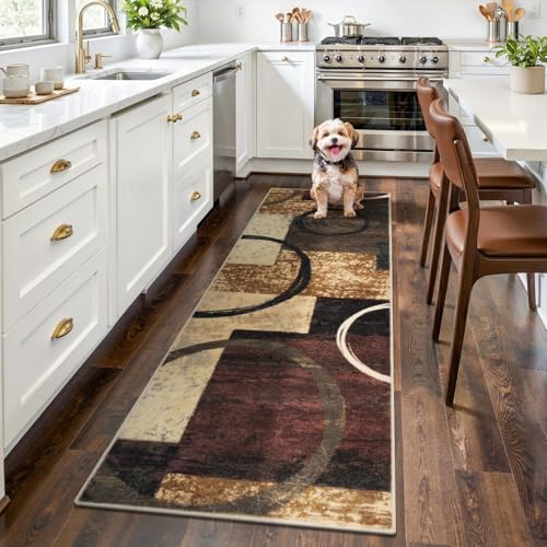 2x6 Washable Modern Abstract Runner Rug Non-Slip for Hallways