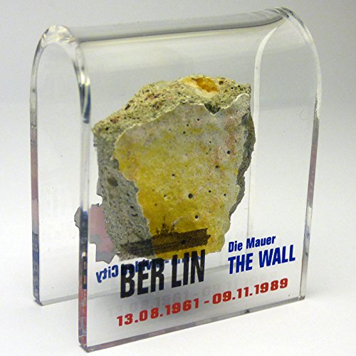 Original Piece of the Berlin Wall - Authentic Souvenir from the Real Wall in Germany Mounted in Acrylic Display (Small (2"X2"), Divided City)