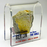 Original Piece of the Berlin Wall - Authentic Souvenir from the Real Wall in Germany Mounted in Acrylic Display (Small (2"X2"), Divided City)