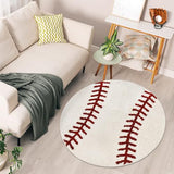 Baseball Rug Round 36 Inch – Soft Microfiber Sports Carpet with Non-Slip TPR Backing, Baseball Decor for Boys Room, Kids Room, Playroom & Gift for Baseball Lovers