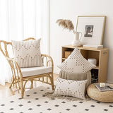 LILEPOY Boho Throw Pillow Covers 18x18 Set of 2 Neutral Decorative Textured Cushion Case Farmhouse Pillowcase Modern Square Pillow Covers for Sofa,Couch, Living Room,Beige and Brown