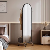 Decorative Full-Length Mirror, Floor-Standing, Household Dressing, Bedroom, Rotatable and Movable Clothes Hanger for Living Room