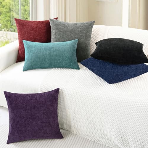 CaliTime Decorative Couch Throw Pillow Covers 20 X 20 Inches Plum Purple