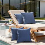 Amazon Basics 4-Piece Outdoor Decorative Throw Pillow Covers, Water Resistant All-Weather Pillow Protectors for The Garden, Patio, Balcony, Couch and Sofa, 18 x 18 Inches, Navy Blue