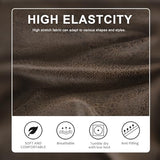 molasofa Leather Look Couch Cushion Covers, Stretch Sofa Cushion Covers for Sectional Armchair Loveseat Protector,Replacement Seat Cushion Slipcovers, Machine Washable (3 Cushion Sofa, Brown)