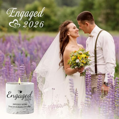 Engagement Gifts - Gift for Newly Engaged Couples, Fiance Gifts for Women, Bridal Shower, Wedding Bride Gift - Engaged Present 6 Oz Engaged 2026 Lavender Ceramics Candle