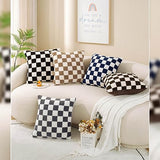 AmHoo Pack of 2 Decorative Throw Pillow Covers Checkerboard Luxury Super Soft Faux Fur Wool Set Case Cushion for Couch Sofa Bedroom 18 x 18-Inch Black