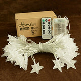 Warm White 50 Led Star Fairy Lights with Remote Control, Battery Powered Five-Pointed Star String Lights