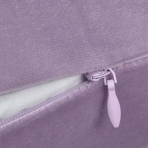 Set of 2 Soft Velvet Throw Pillow Covers, Decorative Solid Cushion Cases for Sofa Couch and Bed - 16"x16", Lavender