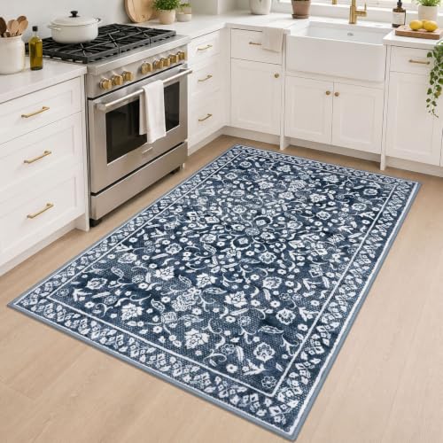 Vintage Washable Rugs for Entryway 4x5 Area Rug Non Slip Door Mat