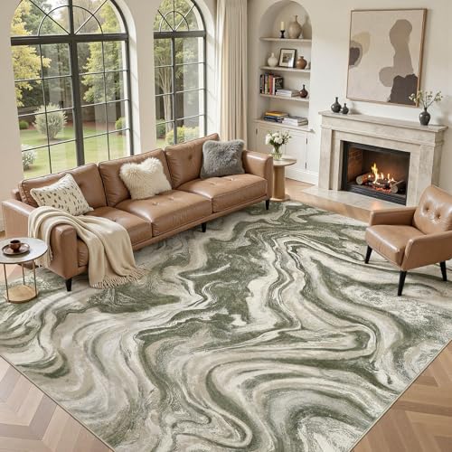 8x10 Area Rug for Living Room Washable Abstract Indoor Carpet
