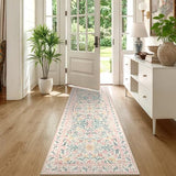 Morebes Boho Hallway Runner Rug 2x6, Pink Floral Kitchen Runner Rugs for Bedroom Girls, Washable Non Slip Super Soft Indoor Throw Carpet for Bathroom Laundry Room Entryway