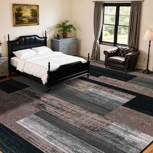 10x14 Washable Area Rugs for Living Room & Bedroom(10x14,Chocolate)