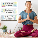 Yerliker 3 Buddha Decor Buddha Wall Art Meditation Room Chakra Decor for Bedroom Zen Quotes Wall Decoration Spiritual Gift Hanging Buddhism Spa Room Decoration Yoga Art for Women(White)