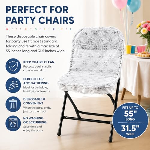 20 Pcs Disposable Chair Covers for Party: Maximum Size 55"X31.5" Biodegradable Disposable Chair Covers for Folding Chairs Reusable As Pillow Covers Or Dust Covers for Home Appliances (20)