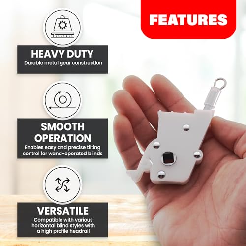 Amazing Drapery Hardware High Profile Wand Tilt Control 2ct - 1/4” Square Hole Heavy Duty Metal Mechanism for 2" Horizontal Blinds