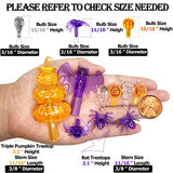 117Pcs Replacement Lights Bulbs/Tree Pegs for Halloween Ceramic Trees Including Skull/Pumpkin Head/Spider & 2Pcs Themed Tree Tops (Including Bat/Triple Pumpkin)