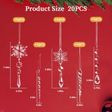 20pcs Christmas Ornaments Set for Tree Decorations- Hanging Acrylic Crystal Snowflake Icicle Drop Decorations for Winter Christmas Tree New Year Party Supplies