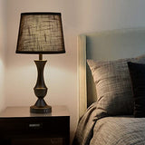 Black Touch Table Lamps Set of 2, 22" Tall Bedside Lamps with USB C+A Charging Ports, Nightstand Lamps for for Bedroom, Living Room, Office, with Black Lampshade, LED Bulb Included