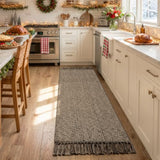 Collive Farmhouse Hallway Runner Rug, 2x6 Hand-Woven Reversible Washable Runners for Kitchen Floor, Natural/Black Cotton Laundry Room Rugs Modern Boho Kitchen Sink Carpet for Bathroom Foyer Bedroom
