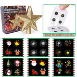 Wninbu Christmas Tree Topper Star Lighted with 6 Projection Modes,Christmas Star Tree Topper Projector Built-in LED Rotating Lights,3D Glitter Dynamic Projector Party Christmas Decorations (Gold)