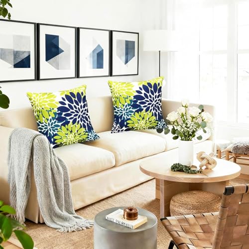 Decorative Throw Pillow Covers Set of 2 Blue Green pillow covers 16x16