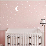 Moon and Stars Wall Decal Vinyl Sticker for Kids Boy Girls Baby Room Decoration Good Night Nursery Wall Decor Home House Bedroom Design YMX16 (White)