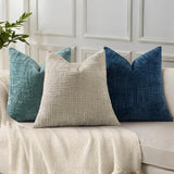 decorUhome Textured Chenille Throw Pillow Covers 12x20 Set of 2 Light Brown