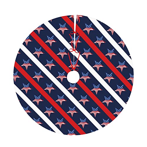 American Flag Star Tree Skirt Christmas Tree Ornaments Tree Skirt for Christmas Decoration 36"