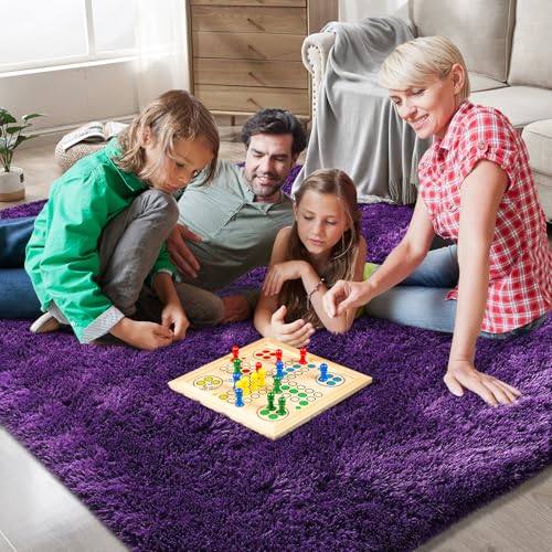 Shag Runner Rug for Bedroom Living Room 3x7 Upgrade Non-Slip Fluffy Soft Bedside Rugs,Purple Shaggy Purple Carpet for Livingroom Dorm Home Decor Aesthetic
