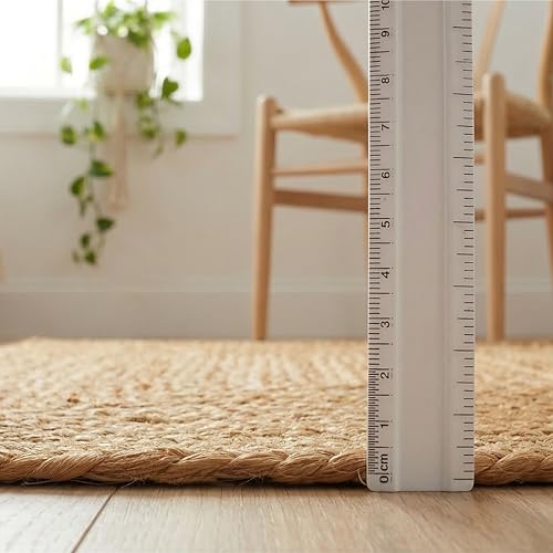 Hausattire Hand Woven Jute Braided Rug, 2'x3' – Natural, Reversible Boho Entry Area Rugs for Kitchen, Living Room I Farmhouse Indoor Outdoor Decorative Floor Rug, 24x36 Inches
