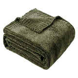BATTILO HOME Olive Green Chenille Throw Blanket for Couch, Cozy Knit Throw Blanket for Bed Sofa Outdoor, Super Soft Warm Green Blankets Chenille Blankets for Home Decor, 51"x67"