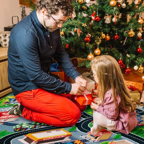 Booooom Jackson Car Rug for Kids, 59" x 31" Soft Non-Slip Play Mat with City Road Pattern, for Toddler Boy to Play Toy Cars in Playroom or Bedroom